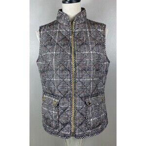 St Johns Bay Vest  Full Zip Midweight Quilted Herringbone Pattern Womens M